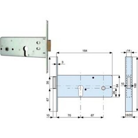 2PZ SERRATURA INFILARE FASCE CATEN. 1 MANDATA SCROCCO MM.64 H 283802 MM.70
