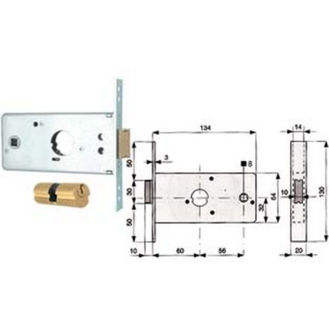 2PZ SERRATURA INFILARE FASCE CATEN. 1 MANDATA SCROCCO MM.64 H 288600 MM.60