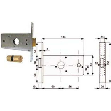 2PZ SERRATURA INFILARE FASCE CATEN. 1 MANDATA SCROCCO MM.64 H 288602 MM.60