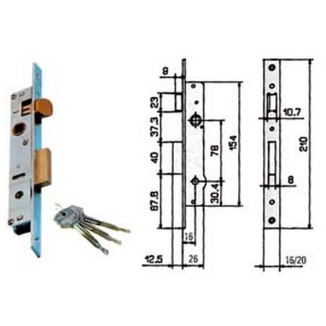 2PZ SERRATURA INFILARE MONTANTI CATENACCIO SCROCCO 901K mm16 9011116