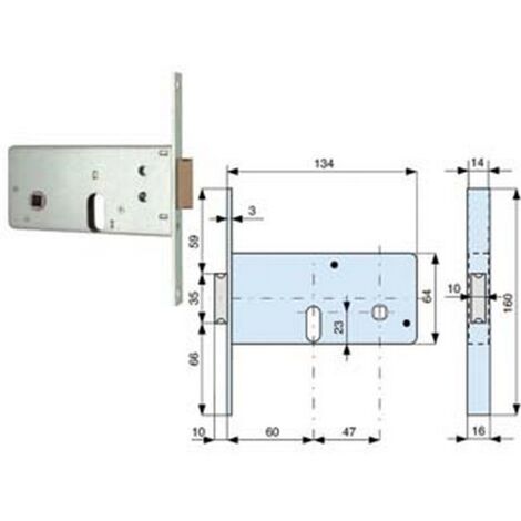 2PZ SERRATURA INFILARE PROFILATI 2 MANDATE E SCROCCO MM.64 H 804 - mm.60 (80460