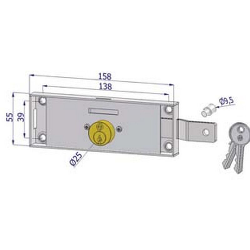 Image of Securemme - 2PZ serratura per serranda laterale cilindro fisso tondo - dx (2275DZB4508XX2)