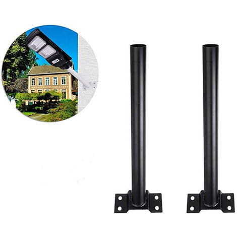 2PZ Staffa per lampione stradale Palo NERO 48cm Supporto faro Solare