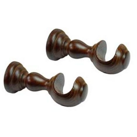 2PZ SUPPORTO APERTO Ø MM.35 IN LEGNO NOCE PER SCORRITENDA - cm.18