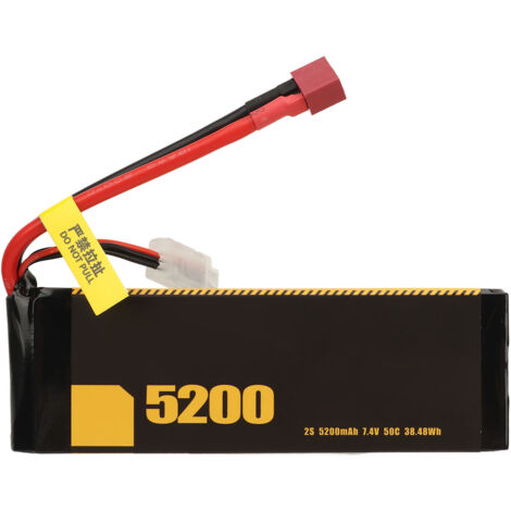 2S 5200mAh 50C 7,4V LiPo-Akku für RC-Modelle im Maßstab 1:8 und 1:10 (Flugzeuge und Autos) mit T-Stecker