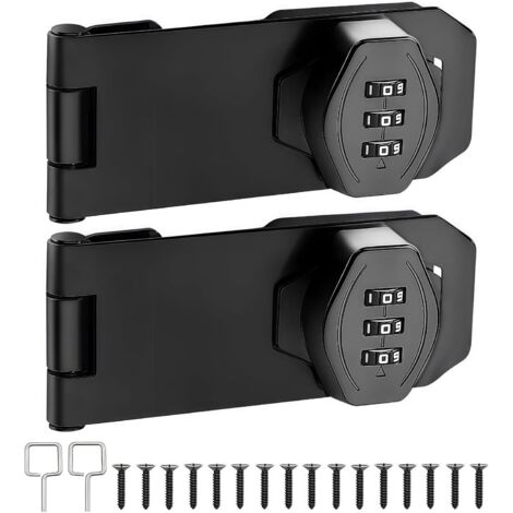 2serrature a combinazione per mobili,chiavistello senza chiave,serratura con codice per porta di armadietto,serratura a combinazione a 3 cifre,serratura con codice per porta di armadietto, nero