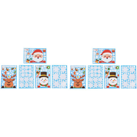 2Set Christmas Sticker DIY Window Glass Sticker Deer Snowman Decorative Sticker for Party Festival