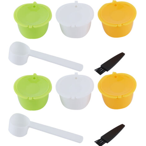 2Set Refillable Coffee Capsule Reusable Coffee Filter Cup with Brush Spoon Set Fit for Dolce Gusto