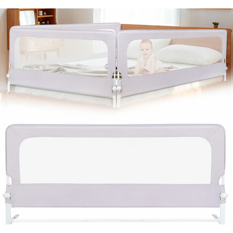 2st Portable Bed Rail, 2M Barrière de Lit pour Enfant, Barrière de sécurité de lit d'enfant, Bed Rail for Toddlers, 18 Months to Five Years Gris