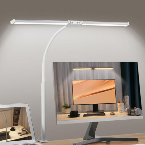 2Stk LED Schreibtischlampen Weiß Architektenstil 5 Farbmodi, Dimmbar Eye Care Blendfreies Licht für Büro Zuhause Lernen Zeichnen kreative Nutzung