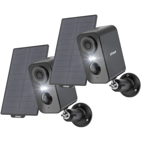 2Stk.ieGeek 2K Überwachungskamera Aussen Akku Solar, 5200mAh Akku Kamera Überwachung Aussen WLAN, PIR-Bewegungserkennung, Bunte Nachtsicht, 2-Wege-Audio, Spotlights, Alexa-kompatibel