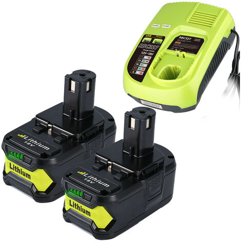 2Stück P108 18V 7.0Ah Li-ion Akku Kompatibel mit Ryobi Akku 0ne+ P102 P103 P105 P107 P108 P109 RB18L50 RB18L40 RB18L25 RB18L15 mit Ryobi P117 (2 Stück AKKU+P117)