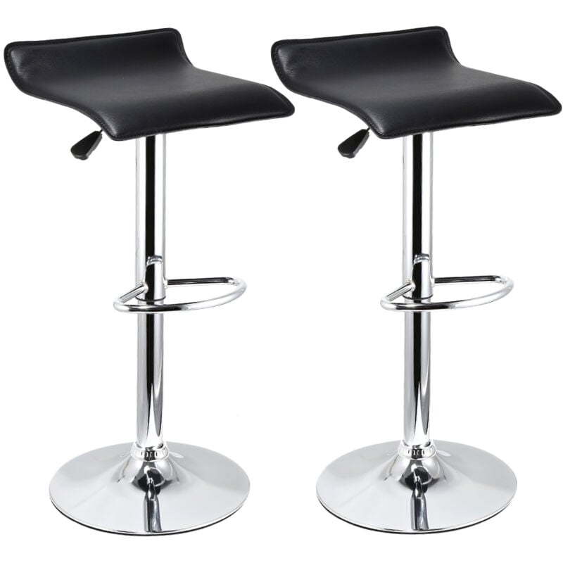 Jeobest - Lot de 2 Tabouret de Bar Reglable en Hauteur et Pivotant Maison Cuisine Bistro Noir