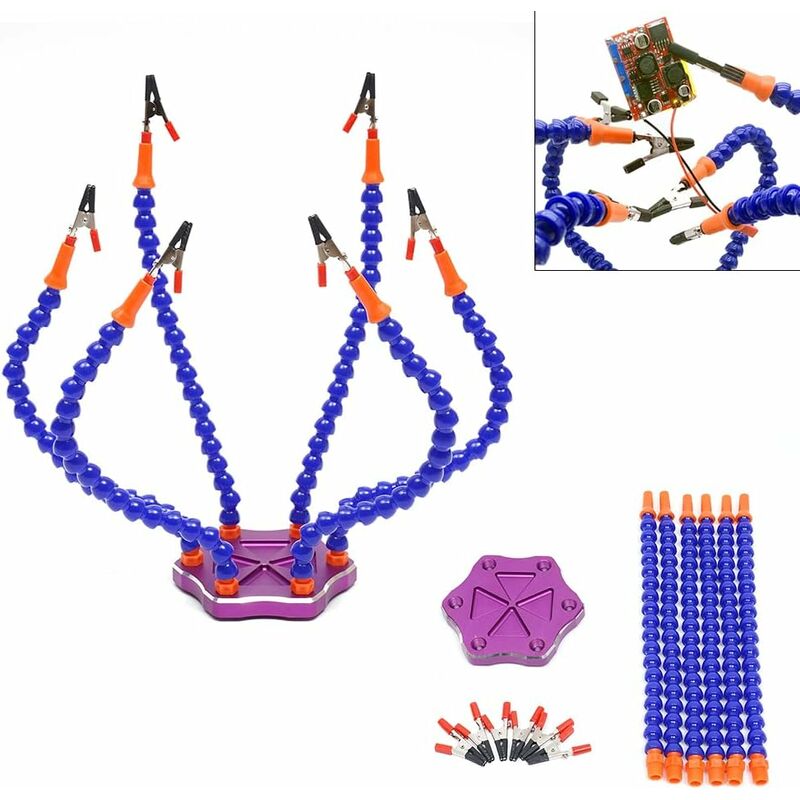 Senderpick - 360 degrés outil de soudage aide à la fixation troisième main aide au soudage en alliage avec 6 bras auxiliaires outil de stations de