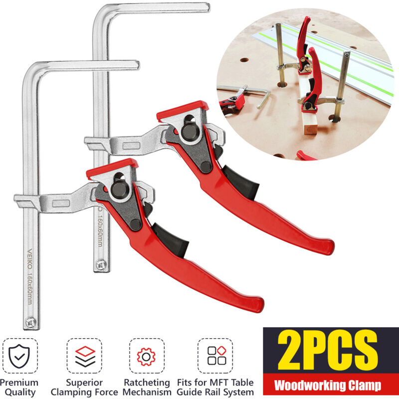 Image of 2tlg 20mm Bankhaken Halteklammern Edelstahl MFT Tisch T-Nut Führungsschienen-System Klemmen