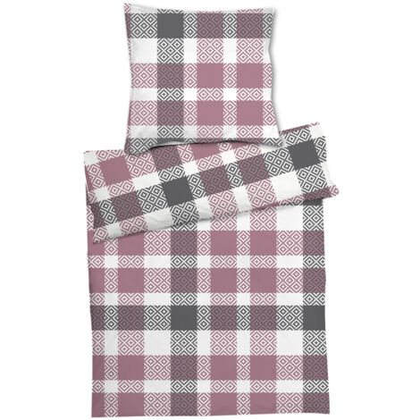 2tlg Mikrofaser-Seersucker Bettwäsche -M710284-Rosa-Anthrazit