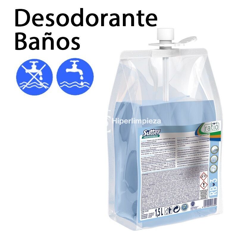 

Hiperlimpieza - 2uds Detergente RB3 desodorante para baños 1500 ml