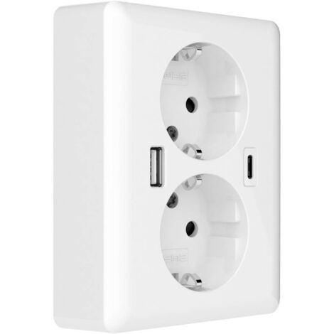 2USB 2U-449221 Presa da incasso con USB-C®, con uscita di ricarica USB Bianco (lucido)