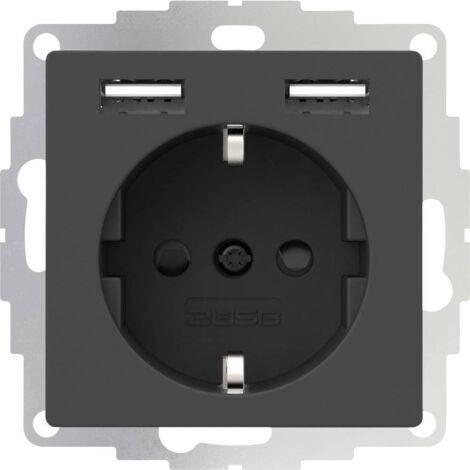 2USB 2U-449351 Presa di corrente per montaggio a filo VDE, con USB, Protezione per i bambini IP20 Antracite