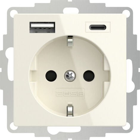Kopp Unterputz-Schutzkontakt Steckdose mit 2 USB-Ladebuchsen, HK07