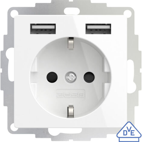 2USB inChargePRO USB AA Steckdose 12W 2.4A Glänzend Weiß