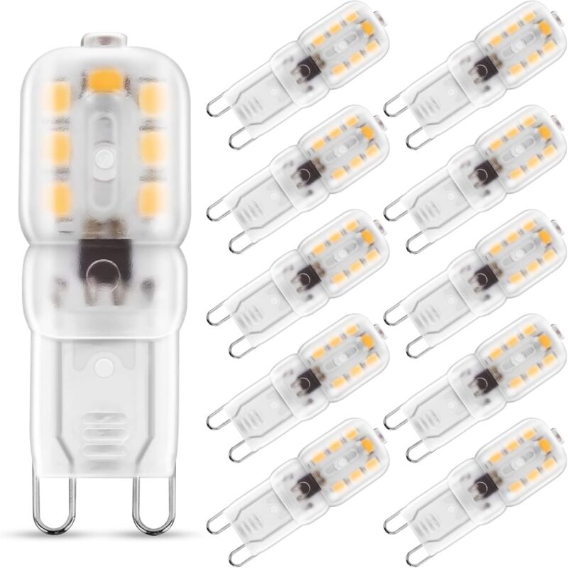 2W G9 Blanc Chaud 3000K, Ampoule led, 25W Ampoule Halogène Équivalent, 230V ac 200lm, 360° Larges Faisceaux, Culot G9 Lot de 10 [Classe énergétique