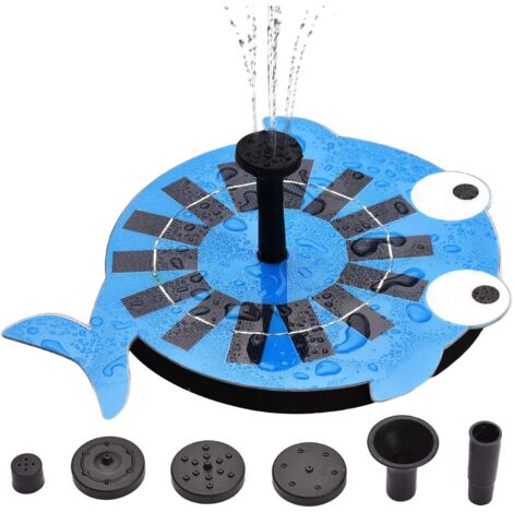 2W Solar Fountain Pump, Cute Whale Solar Fountain, with 4 Nozzles, DIY Birdbath Fountain Pump, Solar Pond Pump,Floating Water Fountain Panel Kit
