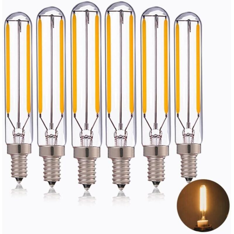 2W Tubular LED Incandescent Bulb, T20/T6 Edison LED Long Pendant Light 20W Replacement Incandescent Warm White 2700K Vintage E14 Candelabra Base