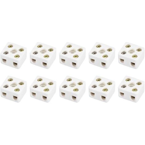 2W5H Céramique Bornier Blocs Porcelaine Céramique Fil Connexion, [pour Puissance Distribution, Chauffage, Éclairage] - 21.5x19.5x14. 2mm /10 pcs