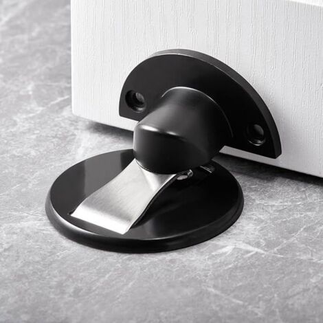 2windeal® Arrêt Porte magnétique Butée Porte au sol adhésif ou cloué anti-collision en alliage de zinc Noir