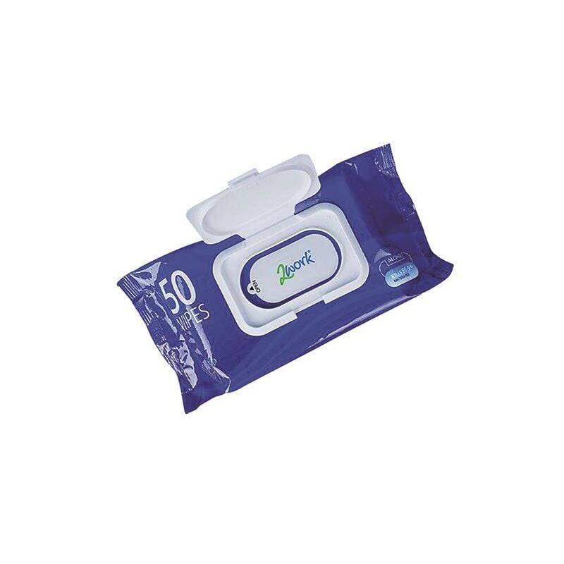 2work - Alcohol Hand Wipes Pk50 - 2W03485