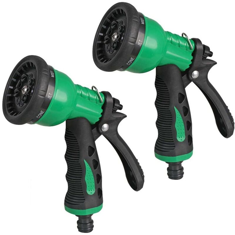 Winster - 2x 10 DIAL Multi Function Jet Spray Nozzle Garden Hose Gun (Hozelock Compatible)