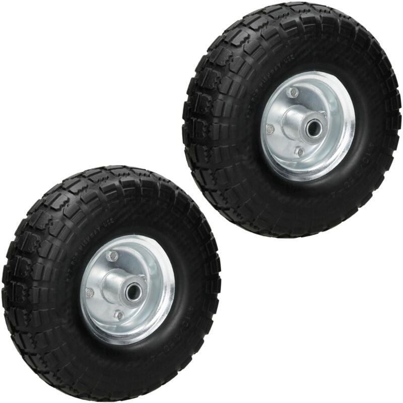Ecd Germany - 2x Roue brouette 4.10 3.50-4 axe inclus en pu caoutchouc solide ø 260 mm Charge maximale 130 kg Roue de rechange noir en polyuréthane