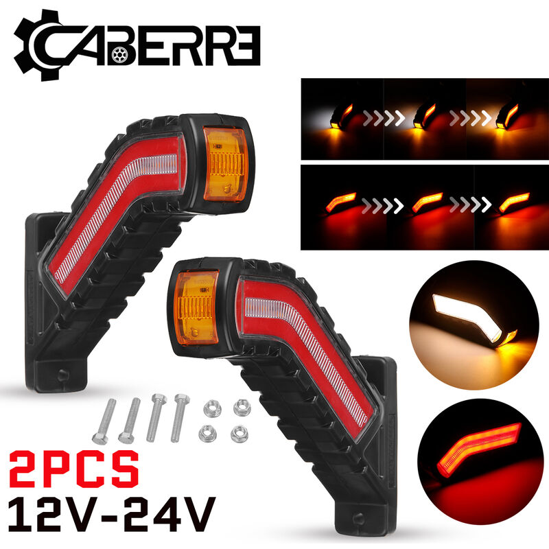 Drillpro - 2x 12V 24V led Side Marker Turn Signal Light Indicator Neon Outline Trailer Truck