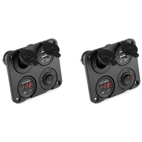 2X 12V-24V Voiture Bateau Prise Double USB Chargeur Voltmètre Panneau de Commutation pour Véhicule Voiture Bateau Moteur Maison
