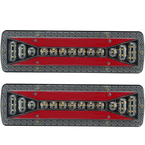 2x 12V 37LED Flowing Rear Tail Light Turn Signal Brake Reverse Lamp For Trailer Truck Lorry