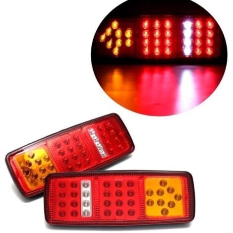 2x 12V LED FEUX LAMPES ARRIERES CAMION REMORQUE FOURGON CARAVANE CAMPER x33 LED