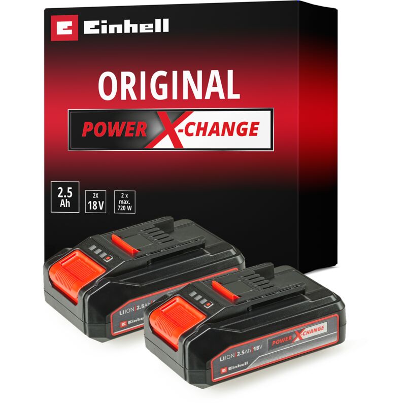 Double batterie 2,5 Ah TwinPack Power X-Change (Lithium-Ion, 18 v, pour tous les appareils Power X-Change) - Einhell