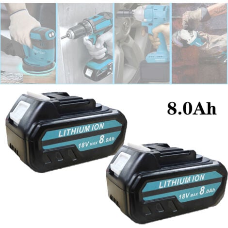 MAWIRON 2x 18V 8.0Ah Lithium Ion Battery,Replacement Battery for Makita 18V Battery BL1840B BL1850B LXT400 Li-Ion Battery,with LED Indicator,Compatible with Makita Tools & Charger