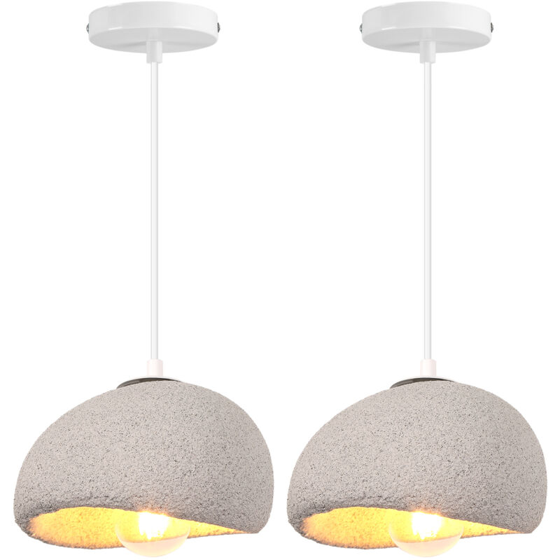 2X 20CM Lustre Personnalisé Créatif D'Intérieur Plafonnier Rétro E27 Suspension Lustre Moderne Gris