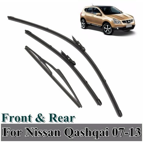 DRILLPRO 2x 24 + 16 Inch Car Front Wiper Blades & 12 Inch Rear Wiper Blade for Nissan Qashqai 2007-2013