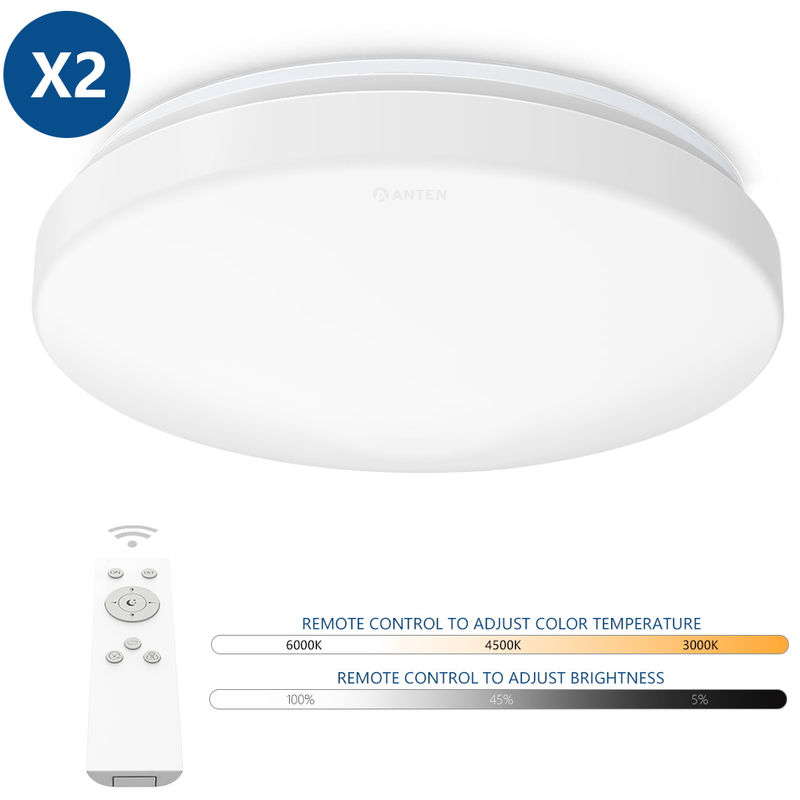 

2X 24W Plafón LED de Techo Regulable en Intensidad y Cambio de Temperatura de Color con Control Remoto (Ø275 x 95 mm)