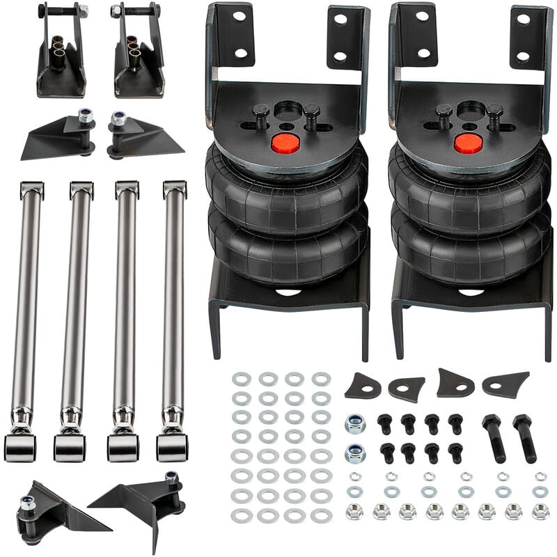Image of 2x 2500 lbs Air Suspension Bags Triangulated Mount Bracket + 4 Link Kit Axle
