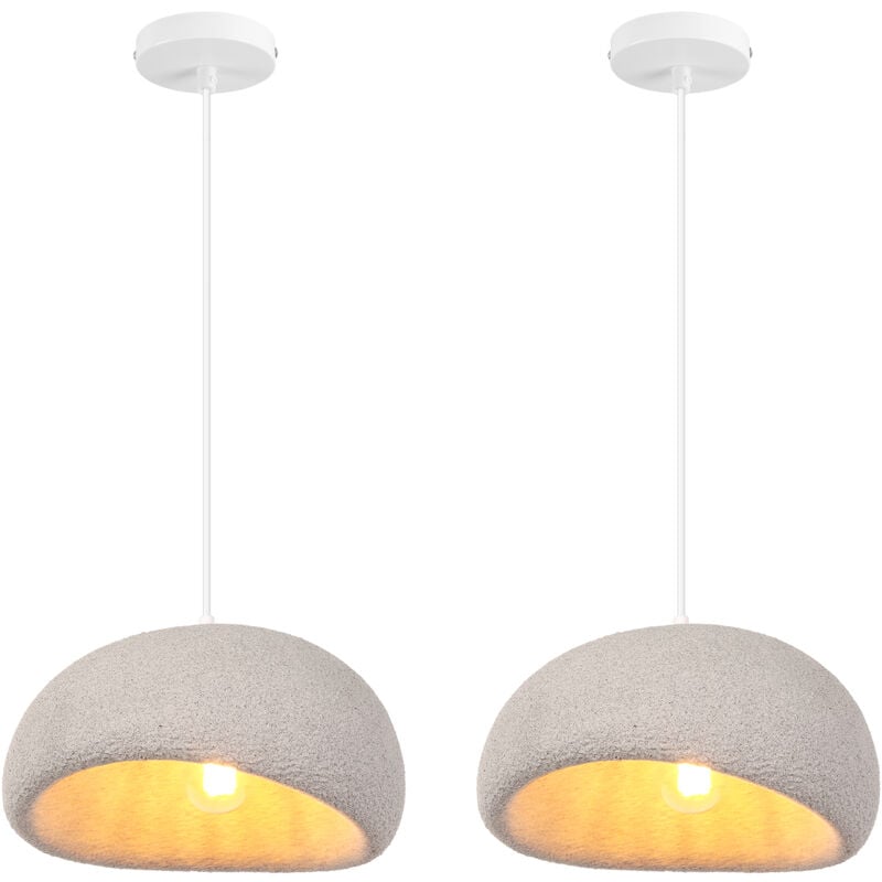 2X 30CM Lustre Personnalisé Créatif D'Intérieur Plafonnier Rétro E27 Suspension Lustre Moderne Gris
