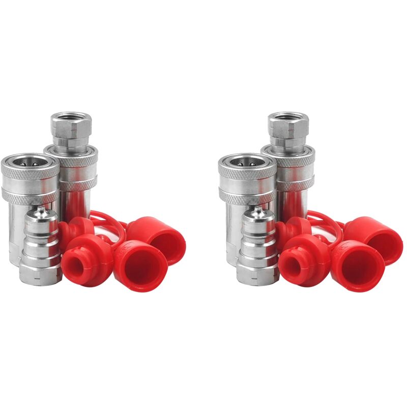 Image of 2X 3/8 NPT-Gewinde ISO7241-1A Hydraulischer Schnellkupplungssatz mit Staubkappe