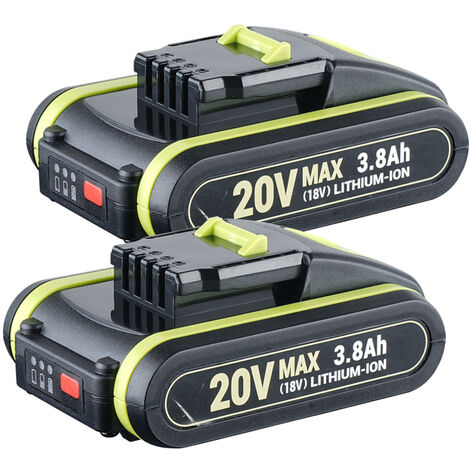 2X 3800mAh Akku für Worx Akku 20V WA3551 Wiederaufladbarer Li-ion Akku WA3553 WA3556 WA3553 WA3572 WA3605 WA3641