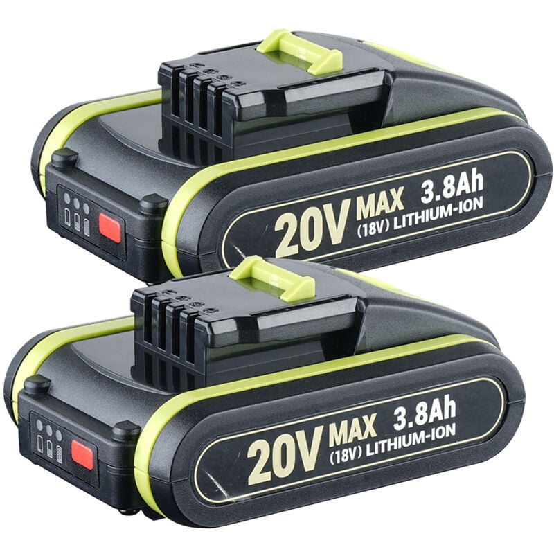 Pdstation - 2X 3800mAh pour Worx Batterie 20V WA3551 Batterie Li-ion rechargeable WA3553 WA3556 WA3551.1 WR142E WA3553.1 WA3572 WA3605 WA3641