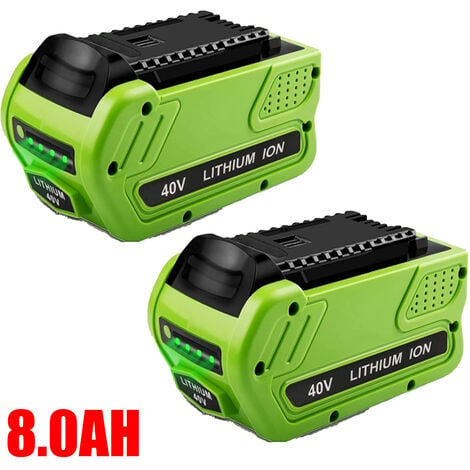 PDSTATION 2x 40 Volt 8.0Ah Pour Greenworks 40V Batterie G-MAX 29462 29472 29252 Batterie Li-Ion