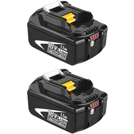 TEETOK 2x 5.5A Battery 18V LXT Li-ion Battery BL1850 BL1830 with LED --Compatible with Makita Cordless Tool