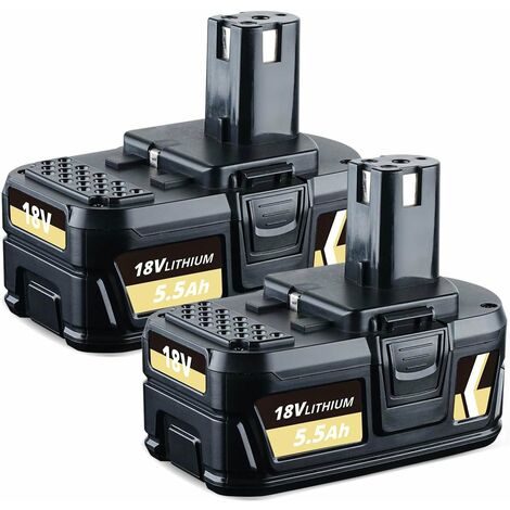 2X 5.5Ah 18V Li-ion batterie de rechange pour Ryobi Batterie 18V pour tous les outils électriques et de jardinage Ryobi 18V (indicateur de niveau de charge inclus)